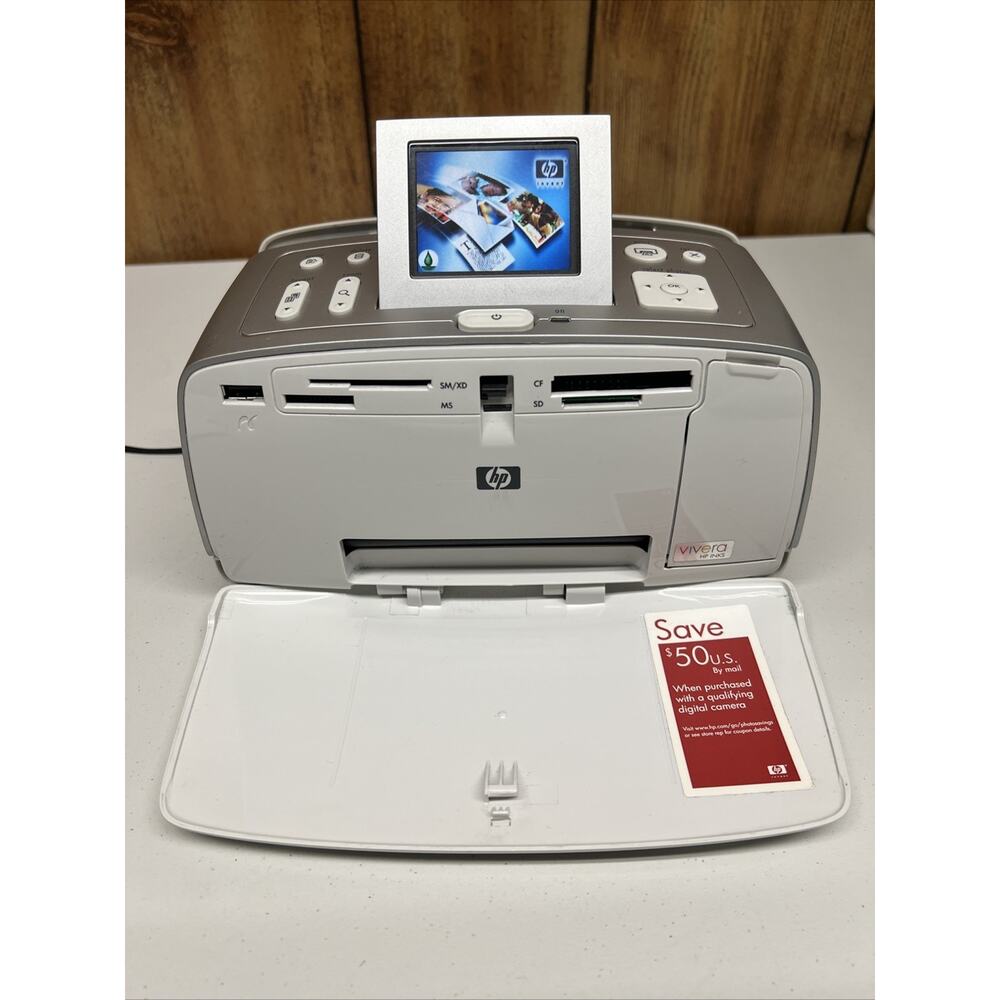 HP Photosmart 385 printer Portable Prints 4x6 Photo Pictures Powers On Untested